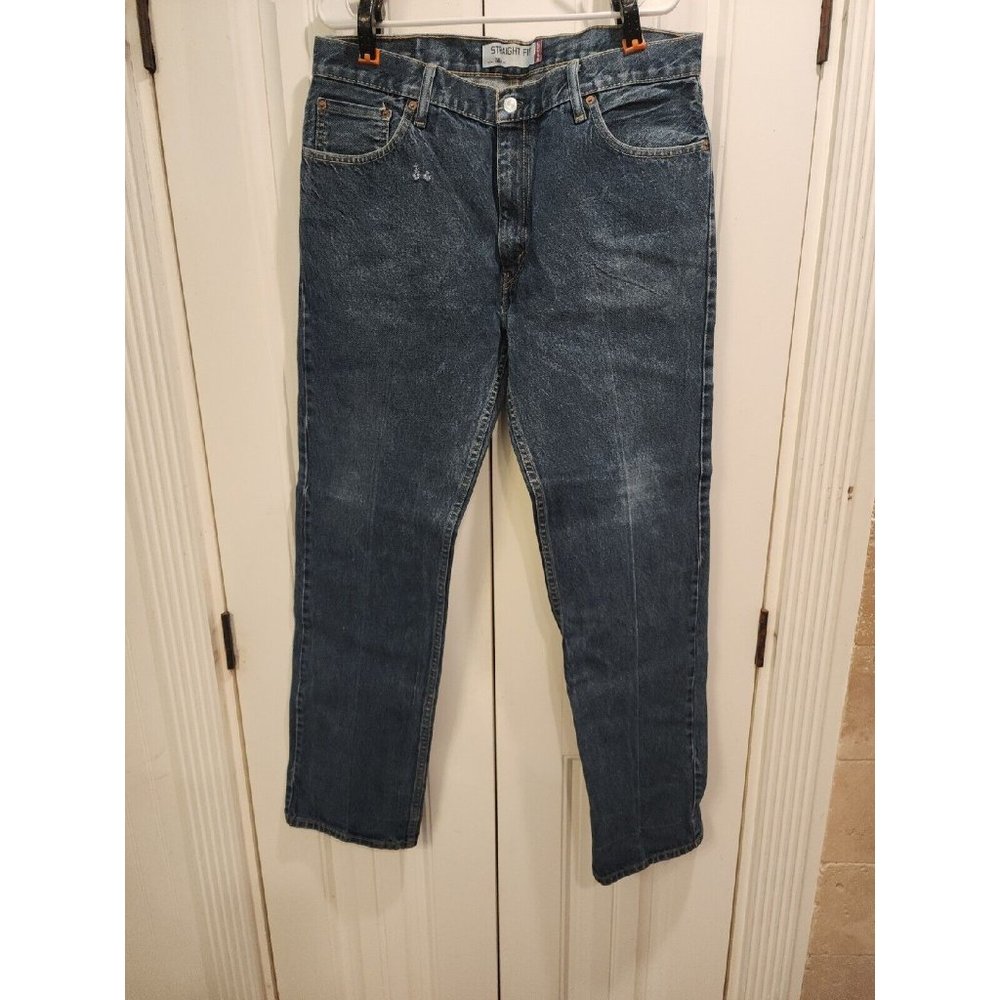 Men's Sz 36x34 Levis 505 Straight Fit Boot Cut Dark Wash 100% Cotton Jeans